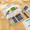 imageCICIMELON Big Corduroy Pen Pencil Case 3 Compartments Pouch Bag for School Supplies Office Travel Organizers NavyCream