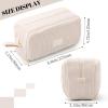 imageCICIMELON Big Corduroy Pen Pencil Case 3 Compartments Pouch Bag for School Supplies Office Travel Organizers NavyCream