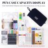 imageCICIMELON Big Corduroy Pen Pencil Case 3 Compartments Pouch Bag for School Supplies Office Travel Organizers NavyNavy