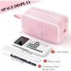 imageCICIMELON Big Corduroy Pen Pencil Case 3 Compartments Pouch Bag for School Supplies Office Travel Organizers NavyPink