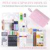 imageCICIMELON Big Corduroy Pen Pencil Case 3 Compartments Pouch Bag for School Supplies Office Travel Organizers NavyPink