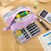 imageCICIMELON Big Corduroy Pen Pencil Case 3 Compartments Pouch Bag for School Supplies Office Travel Organizers NavyPurple