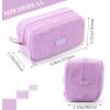 imageCICIMELON Big Corduroy Pen Pencil Case 3 Compartments Pouch Bag for School Supplies Office Travel Organizers NavyPurple