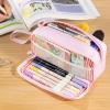 imageCICIMELON Cartoon Pencil Case Large Capacity Pen Pouch with Embroidered Animal Design School Supplies Bag for Kids Teens Students Gray DogPink Kitty