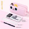 imageCICIMELON Cartoon Pencil Case Large Capacity Pen Pouch with Embroidered Animal Design School Supplies Bag for Kids Teens Students Gray DogPink Kitty