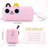 imageCICIMELON Cartoon Pencil Case Large Capacity Pen Pouch with Embroidered Animal Design School Supplies Bag for Kids Teens Students Gray DogPink Kitty