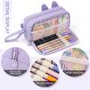 imageCICIMELON Cartoon Pencil Case Large Capacity Pen Pouch with Embroidered Animal Design School Supplies Bag for Kids Teens Students Gray DogPurple Koala