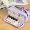 imageCICIMELON Cartoon Pencil Case Large Capacity Pen Pouch with Embroidered Animal Design School Supplies Bag for Kids Teens Students Gray DogPurple Koala