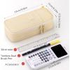 imageCICIMELON Durable Pen Pencil Case Big Storage Pen Pouch Bag for School Supplies Office College Teen Girls Adults PurpleBeige