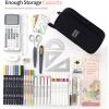imageCICIMELON Durable Pen Pencil Case Big Storage Pen Pouch Bag for School Supplies Office College Teen Girls Adults PurpleUpgraded Black