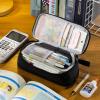 imageCICIMELON Durable Pen Pencil Case Big Storage Pen Pouch Bag for School Supplies Office College Teen Girls Adults PurpleUpgraded Black