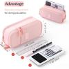 imageCICIMELON Durable Pen Pencil Case Big Storage Pen Pouch Bag for School Supplies Office College Teen Girls Adults PurpleUpgraded Pink