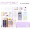 imageCICIMELON Large Capacity Pencil Case 3 Compartment Pouch Pen Bag for School Teen Girl Boy Men Women BeigePurple