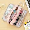imageCICIMELON Large Capacity Pencil Case 3 Compartment Pouch Pen Bag for School Teen Girl Boy Men Women BlackPink