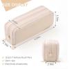imageCICIMELON Large Capacity Pencil Case 3 Compartment Pouch Pen Bag for School Teen Girl Boy Men Women GrayBeige