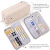 imageCICIMELON Large Capacity Pencil Case 3 Compartment Pouch Pen Bag for School Teen Girl Boy Men Women GrayBeige