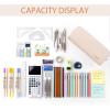 imageCICIMELON Large Capacity Pencil Case 3 Compartment Pouch Pen Bag for School Teen Girl Boy Men Women GrayBeige