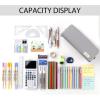 imageCICIMELON Large Capacity Pencil Case 3 Compartment Pouch Pen Bag for School Teen Girl Boy Men Women GrayGray