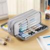 imageCICIMELON Large Capacity Pencil Case 3 Compartment Pouch Pen Bag for School Teen Girl Boy Men Women GrayGray