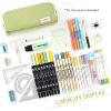 imageCICIMELON Large Capacity Pencil Case 3 Compartment Pouch Pen Bag for School Teen Girl Boy Men Women GrayGreen