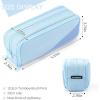 imageCICIMELON Large Capacity Pencil Case 3 Compartment Pouch Pen Bag for School Teen Girl Boy Men Women GrayHaze Blue