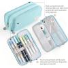 imageCICIMELON Large Capacity Pencil Case 3 Compartment Pouch Pen Bag for School Teen Girl Boy Men Women GrayLight Blue