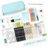 imageCICIMELON Large Capacity Pencil Case 3 Compartment Pouch Pen Bag for School Teen Girl Boy Men Women GrayLight Blue