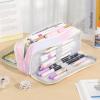 imageCICIMELON Large Capacity Pencil Case 3 Compartment Pouch Pen Bag for School Teen Girl Boy Men Women GrayMeteor