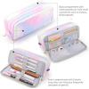 imageCICIMELON Large Capacity Pencil Case 3 Compartment Pouch Pen Bag for School Teen Girl Boy Men Women GrayMeteor