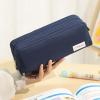 imageCICIMELON Large Capacity Pencil Case 3 Compartment Pouch Pen Bag for School Teen Girl Boy Men Women GrayNavy