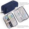 imageCICIMELON Large Capacity Pencil Case 3 Compartment Pouch Pen Bag for School Teen Girl Boy Men Women GrayNavy