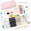 imageCICIMELON Large Capacity Pencil Case 3 Compartment Pouch Pen Bag for School Teen Girl Boy Men Women GrayPink