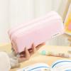 imageCICIMELON Large Capacity Pencil Case 3 Compartment Pouch Pen Bag for School Teen Girl Boy Men Women GrayPink