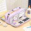 imageCICIMELON Large Capacity Pencil Case 3 Compartment Pouch Pen Bag for School Teen Girl Boy Men Women GrayPurple