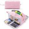 imageCICIMELON Big Corduroy Pen Pencil Case 3 Compartments Pouch Bag for School Supplies Office Travel Organizers NavyPink
