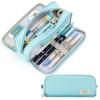 imageCICIMELON Large Capacity Pencil Case 3 Compartment Pouch Pen Bag for School Teen Girl Boy Men Women GrayLight Blue