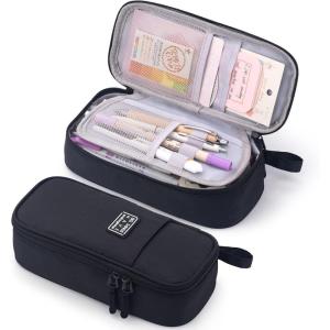 imageCICIMELON Durable Pen Pencil Case Big Storage Pen Pouch Bag for School Supplies Office College Teen Girls Adults PurpleBlack