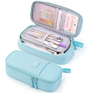 imageCICIMELON Durable Pen Pencil Case Big Storage Pen Pouch Bag for School Supplies Office College Teen Girls Adults PurpleLight Blue