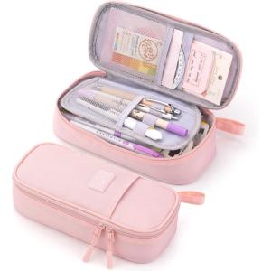 imageCICIMELON Durable Pen Pencil Case Big Storage Pen Pouch Bag for School Supplies Office College Teen Girls Adults PurplePink
