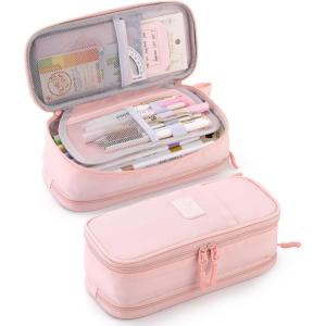 imageCICIMELON Durable Pen Pencil Case Big Storage Pen Pouch Bag for School Supplies Office College Teen Girls Adults PurpleUpgraded Pink