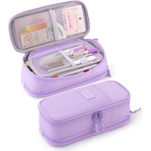 imageCICIMELON Durable Pen Pencil Case Big Storage Pen Pouch Bag for School Supplies Office College Teen Girls Adults PurpleUpgraded Purple