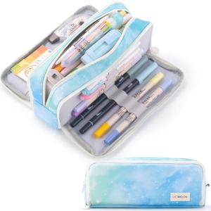 imageCICIMELON Large Capacity Pencil Case 3 Compartment Pouch Pen Bag for School Teen Girl Boy Men Women GrayDream