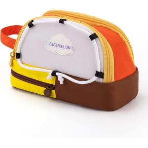 imageCICIMELON Large Capacity Pencil Case Cute Aesthetic Pencil Pouch with 3 Compartments Big Pencil Bag Organizer for School Supplies Pen Holder for Kids Girls Boys StudentsBrown Base