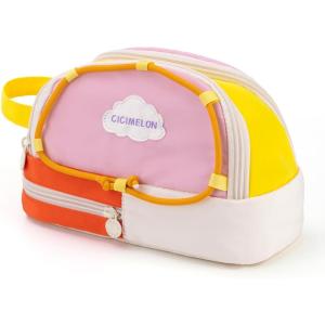 imageCICIMELON Large Capacity Pencil Case Cute Aesthetic Pencil Pouch with 3 Compartments Big Pencil Bag Organizer for School Supplies Pen Holder for Kids Girls Boys StudentsBeige Base