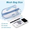 imageCICIMELON Transparent Mesh Pencil Pouch with Handle Big Case Clear Pen Bag College Essentials School Supplies Pinklight blue