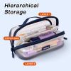 imageCICIMELON Transparent Mesh Pencil Pouch with Handle Big Case Clear Pen Bag College Essentials School Supplies Pinknavy