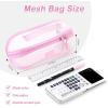 imageCICIMELON Transparent Mesh Pencil Pouch with Handle Big Case Clear Pen Bag College Essentials School Supplies Pinkpink