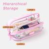 imageCICIMELON Transparent Mesh Pencil Pouch with Handle Big Case Clear Pen Bag College Essentials School Supplies Pinkpink