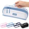 imageCICIMELON Transparent Mesh Pencil Pouch with Handle Big Case Clear Pen Bag College Essentials School Supplies Pinklight blue